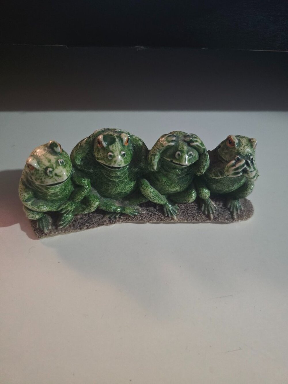 Vintage Frog Figurine Do, Hear, See, Or Speak No Evil 5.5 X 2.25 X 1.25" Retro